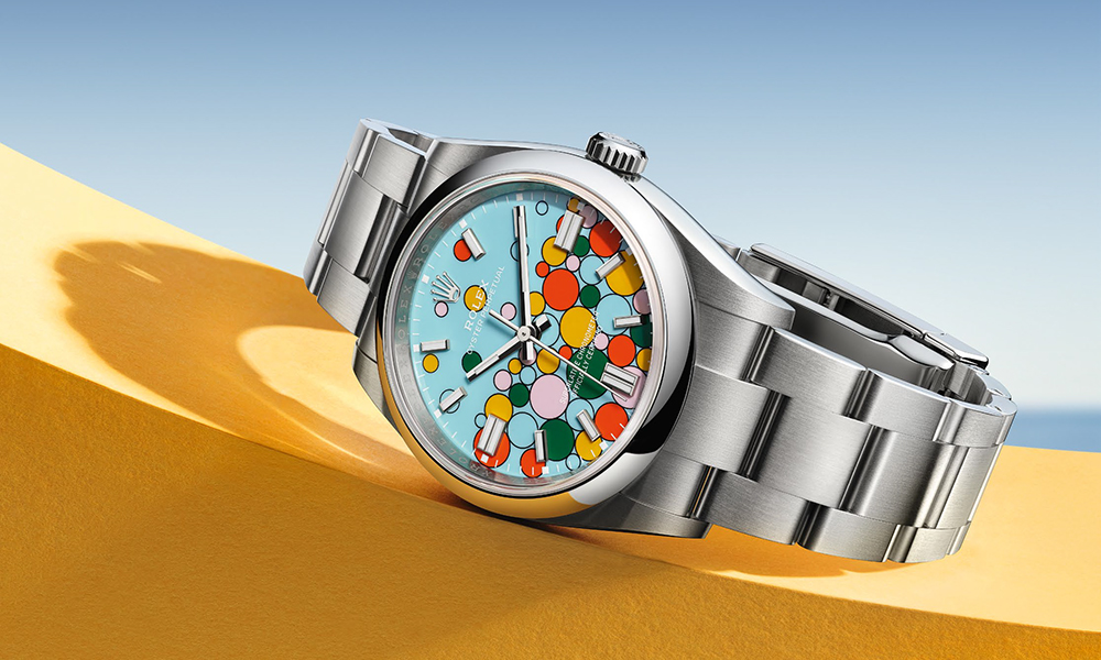 Watches and wonders. Rolex 2023. Rolex цветной циферблат. Ролекс с цветными пузырьками. Rolex пазл.