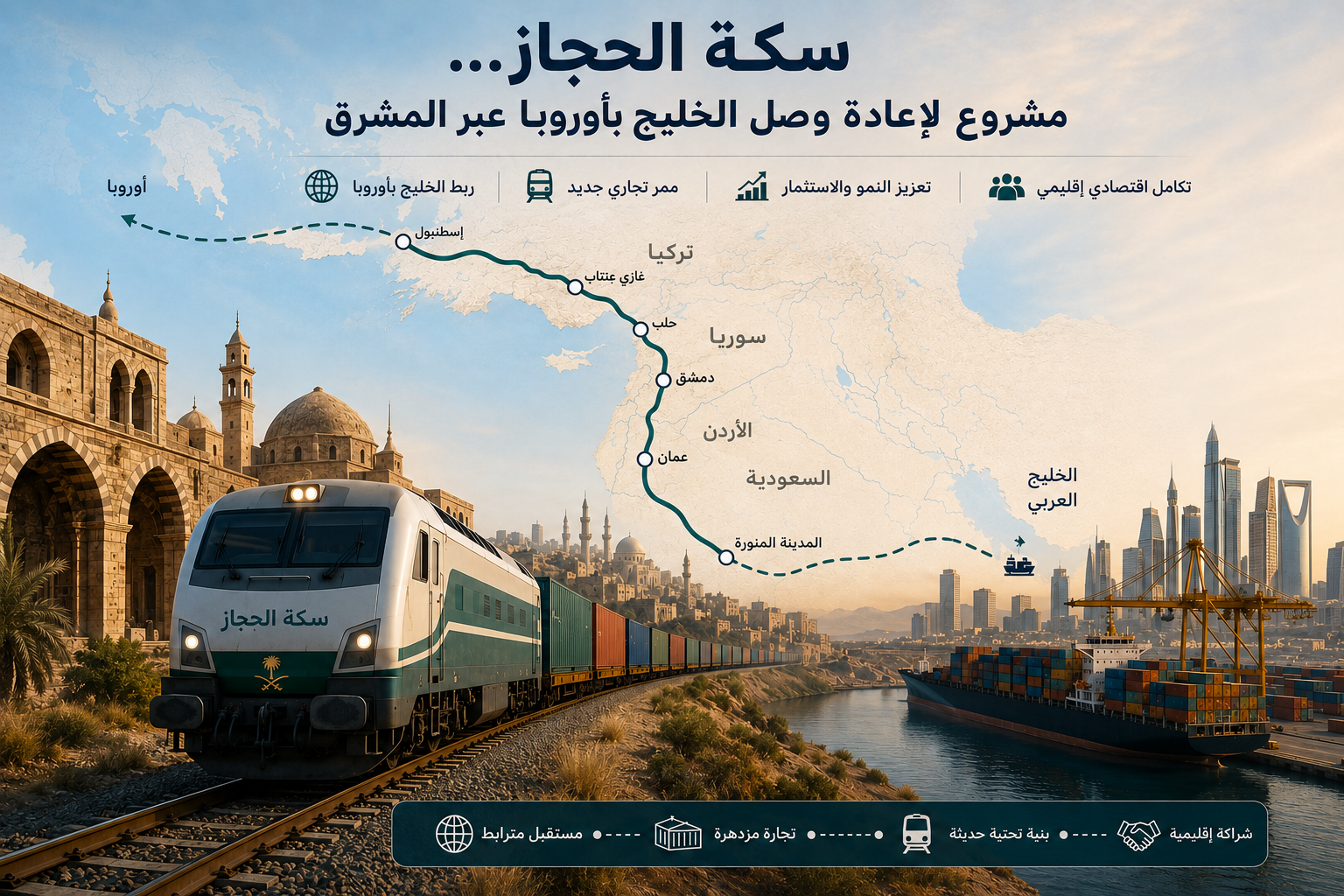 سكة الحجاز... مشروع يعيد المشرق إلى خريطة التجارة بين الخليج وأوروبا