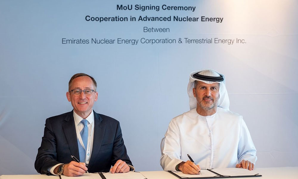 "الإمارات للطاقة النووية" و"تيرستريال للطاقة" تتعاونان في مجال تقنيات الطاقة النووية المتقدمة