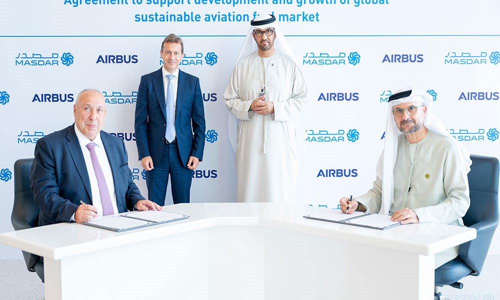 "مصدر" الإماراتية و"إيرباص" تتعاونان لدعم تطوير قطاع وقود الطيران المستدام العالمي